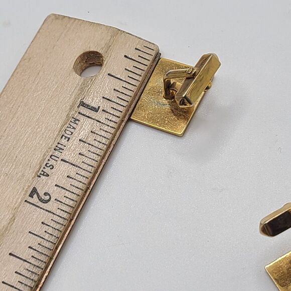 Swank Vintage Green Red Argyle Patterned Cufflinks Mens Signed Gold Tone Holiday - Picture 4 of 5